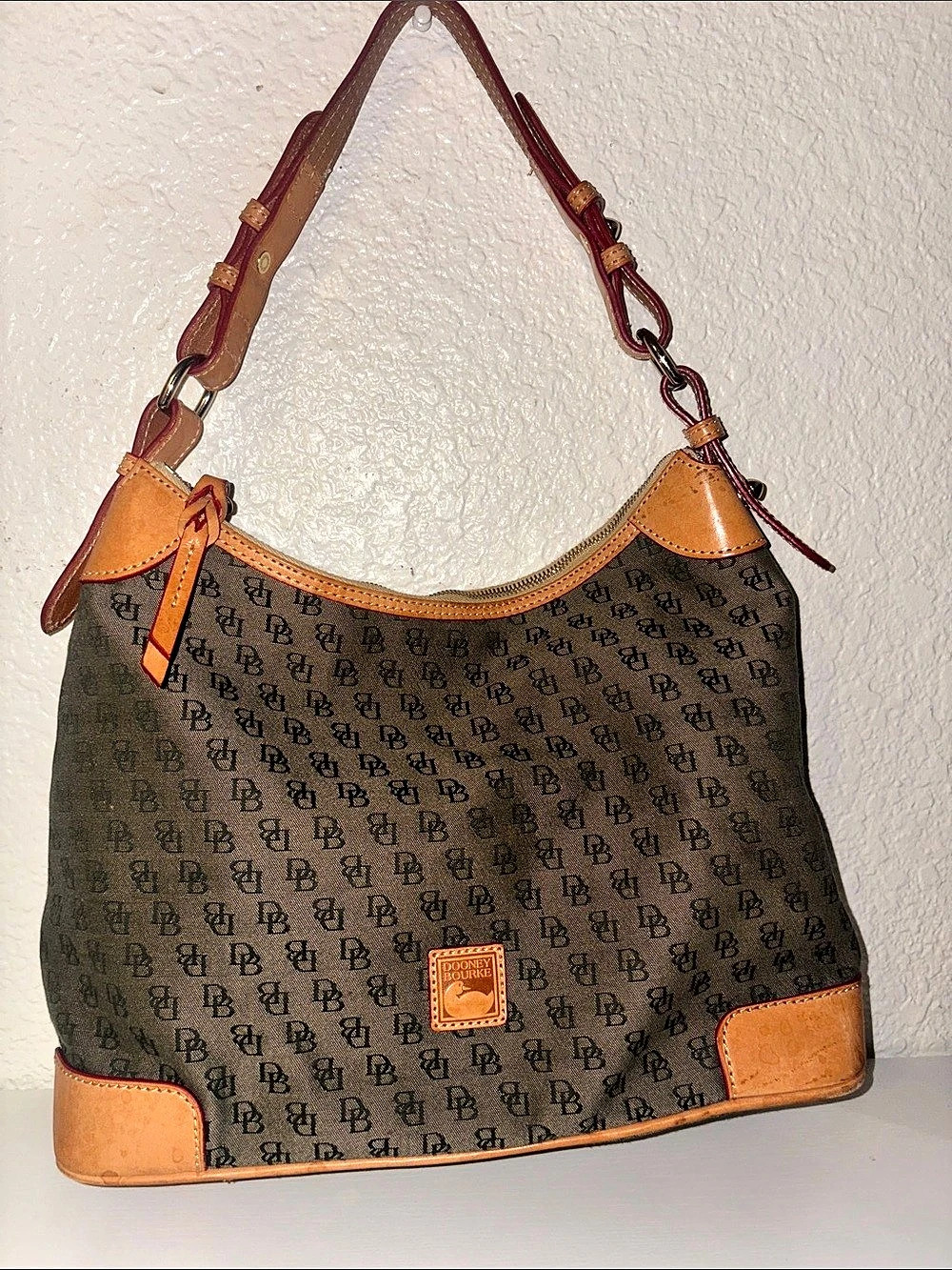 Dooney & Bourke Signature DB Monogram Canvas Hobo Shoulder Bag